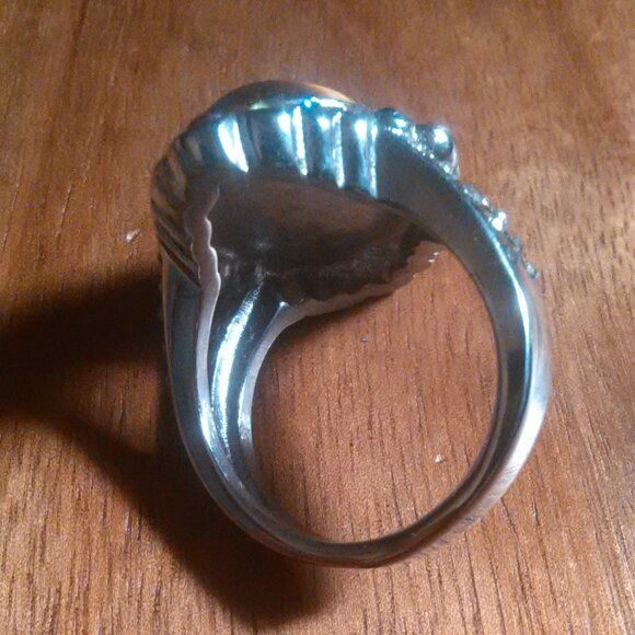 Tiger's Eye and Austrian Crystal Stainless Steel Ring (Size 9) - Picture 15 of 16